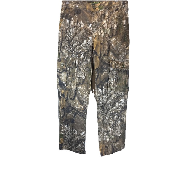 Realtree Boys Size Medium Pants Green Camo Pockets Cargo Straight Leg Cotton - Picture 1 of 4